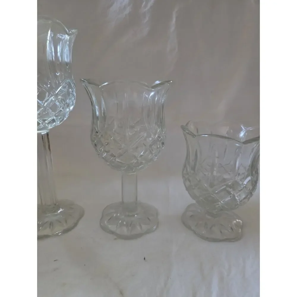 Votive Holder 3 Piece Set By Homco Clear Glass